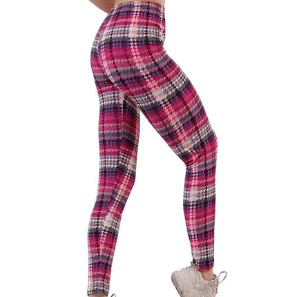 Women Fitness Plaid Elastic Leggings - Leggings - CUHAKCI - Mad Fly Essentials
