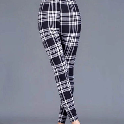 Women Fitness Plaid Elastic Leggings - Leggings - CUHAKCI - Mad Fly Essentials