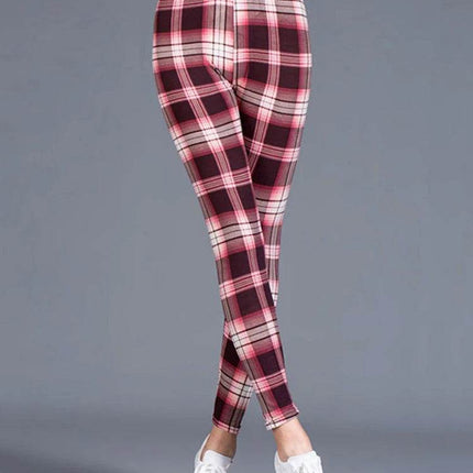 Women Fitness Plaid Elastic Leggings - Leggings - CUHAKCI - Mad Fly Essentials