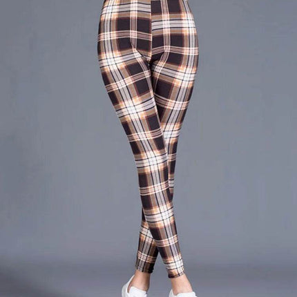 Women Fitness Plaid Elastic Leggings - Leggings - CUHAKCI - Mad Fly Essentials
