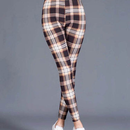 Women Fitness Plaid Elastic Leggings - Leggings - CUHAKCI - Mad Fly Essentials