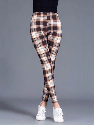 Women Fitness Plaid Elastic Leggings - Leggings - CUHAKCI - Mad Fly Essentials