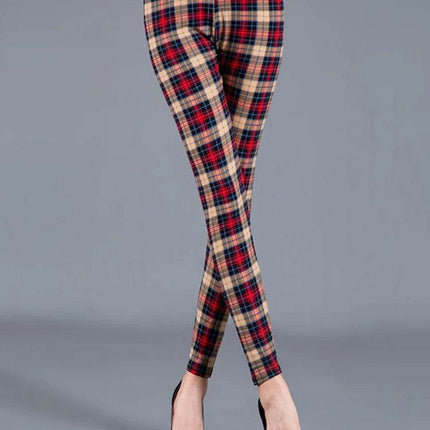 Women Fitness Plaid Elastic Leggings - Leggings - CUHAKCI - Mad Fly Essentials
