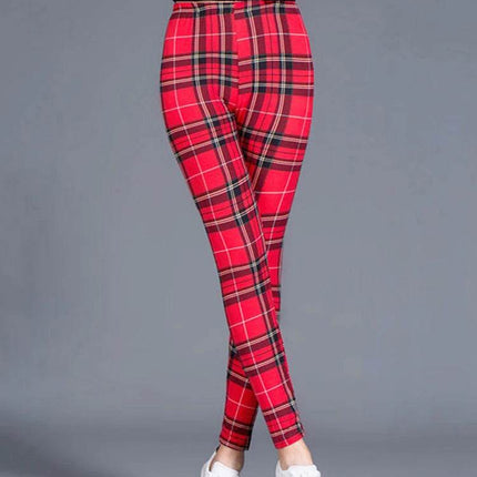 Women Fitness Plaid Elastic Leggings - Leggings - CUHAKCI - Mad Fly Essentials