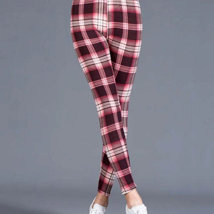Women Fitness Plaid Elastic Leggings - Leggings - CUHAKCI - Mad Fly Essentials