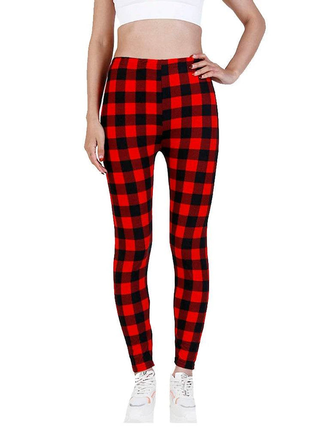 Women Fitness Plaid Elastic Leggings - Leggings - CUHAKCI - Mad Fly Essentials