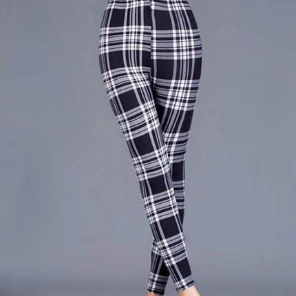 Women Fitness Plaid Elastic Leggings - Leggings - CUHAKCI - Mad Fly Essentials