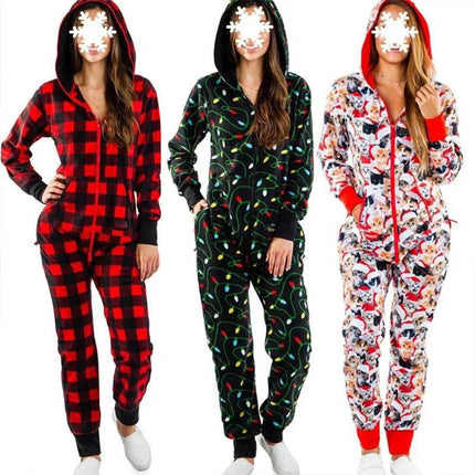 Women Fleece Animal Holiday Sleepwear Jumpsuit - Jumpsuit - Jaycosin - Mad Fly Essentials