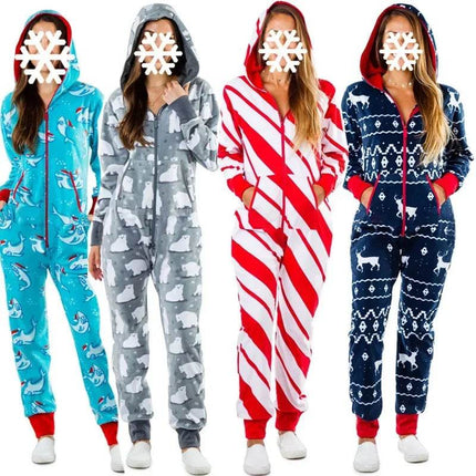 Women Fleece Animal Holiday Sleepwear Jumpsuit - Jumpsuit - Jaycosin - Mad Fly Essentials