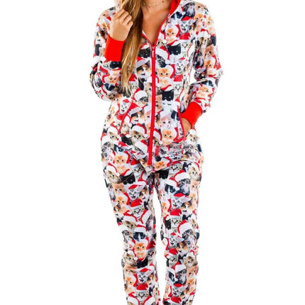 Women Fleece Animal Holiday Sleepwear Jumpsuit - Jumpsuit - Jaycosin - Mad Fly Essentials