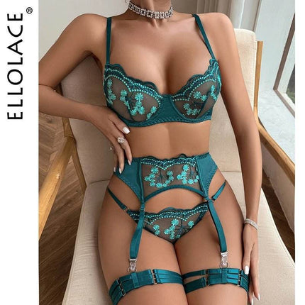 Women Floral Embroidery Bra Lingerie Set - Mad Fly Essentials