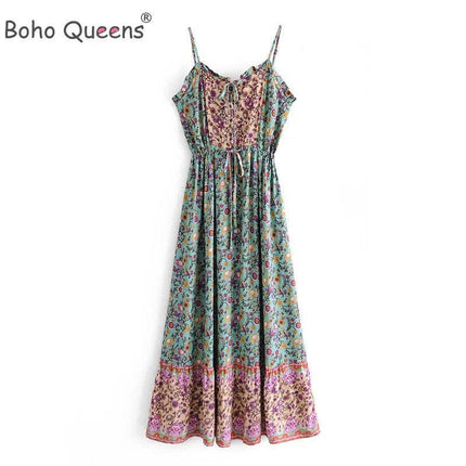 Women Floral Sleeveless Bohemian Maxi Dress - Maxi Dress - Boho Queens - Mad Fly Essentials