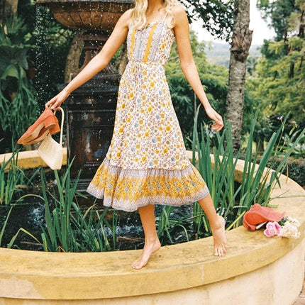 Women Floral Sleeveless Bohemian Maxi Dress - Maxi Dress - Boho Queens - Mad Fly Essentials