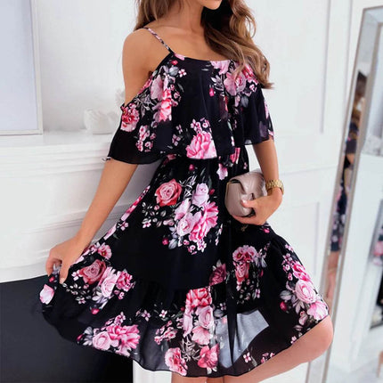 Women Floral Spaghetti Party Dress - Mad Fly Essentials