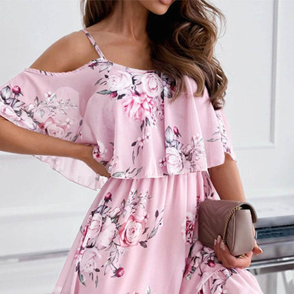 Women Floral Summer Spaghetti Chiffon Party Dress - Party Dress - Boho Girl - Mad Fly Essentials