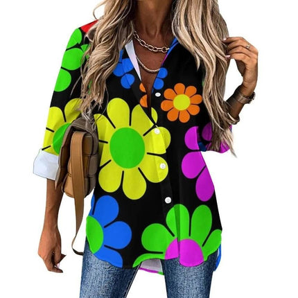 Women Flower Power Casual 3D 70s Shirt - Shirt - LazySorry - Mad Fly Essentials