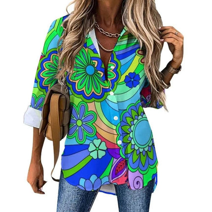 Women Flower Power Casual 3D 70s Shirt - Shirt - LazySorry - Mad Fly Essentials