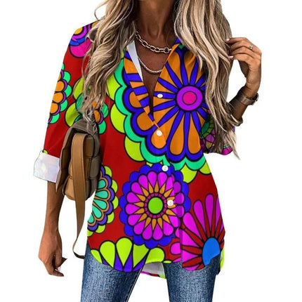 Women Flower Power Casual 3D 70s Shirt - Mad Fly Essentials