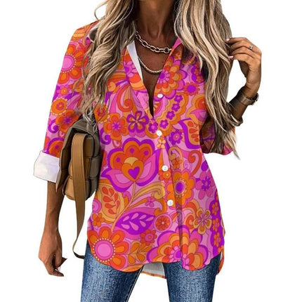 Women Flower Power Casual 3D 70s Shirt - Shirt - LazySorry - Mad Fly Essentials