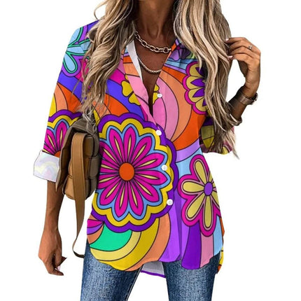 Women Flower Power Casual 3D 70s Shirt - Shirt - LazySorry - Mad Fly Essentials