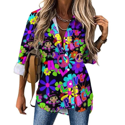Women Flower Power Casual 3D 70s Shirt - Shirt - LazySorry - Mad Fly Essentials