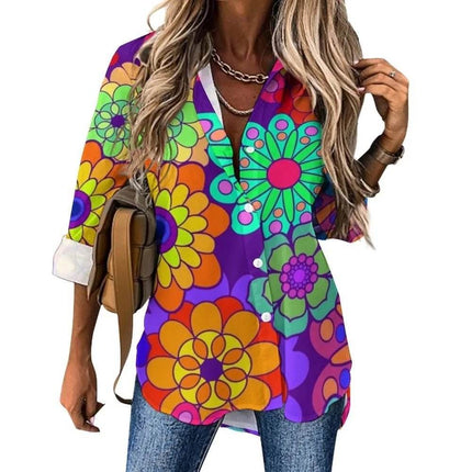 Women Flower Power Casual 3D 70s Shirt - Shirt - LazySorry - Mad Fly Essentials