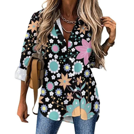 Women Flower Power Casual 3D 70s Shirt - Shirt - LazySorry - Mad Fly Essentials