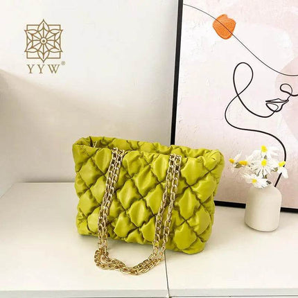 Women Fluffy Down Argyle Chain Handbag - Handbag - MAFIRRY - Mad Fly Essentials