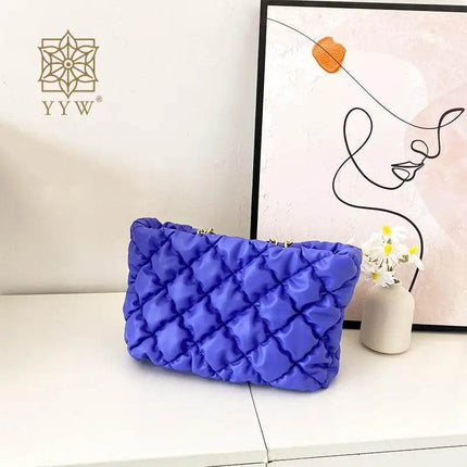 Women Fluffy Down Argyle Chain Handbag - Handbag - MAFIRRY - Mad Fly Essentials