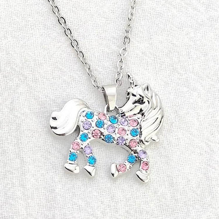 Women Girl Unicorn Animal Crystal Pendant Necklace - Necklace - Konminry - Mad Fly Essentials