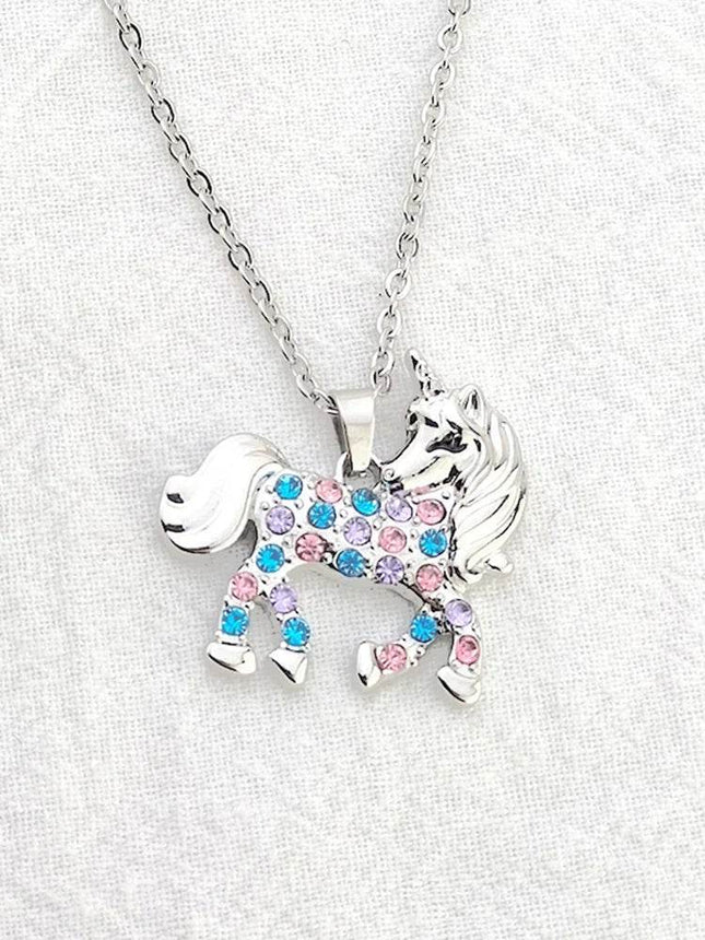 Women Girl Unicorn Animal Crystal Pendant Necklace - Necklace - Konminry - Mad Fly Essentials