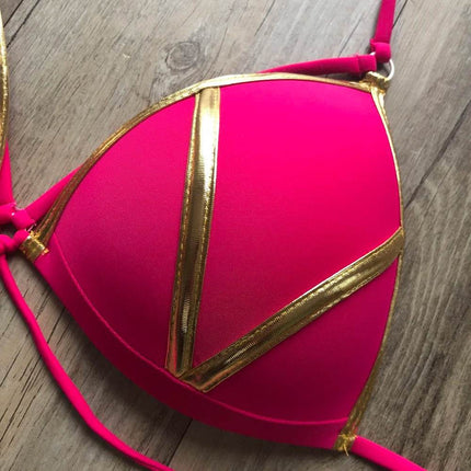 Women Gold Black Brazilian Bikini Set - Bikini Set - RUOTONGSEPT - Mad Fly Essentials