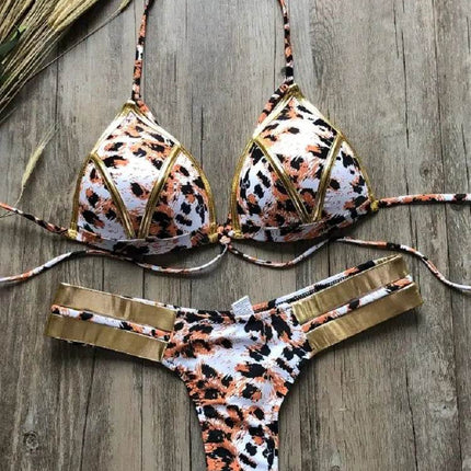 Women Gold Black Brazilian Bikini Set - Bikini Set - RUOTONGSEPT - Mad Fly Essentials