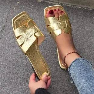 Women Golden Outdoor Fashion Summer Slippers - Slippers - PIERESA - Mad Fly Essentials