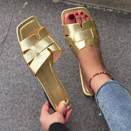 Women Golden Outdoor Fashion Summer Slippers - Slippers - PIERESA - Mad Fly Essentials