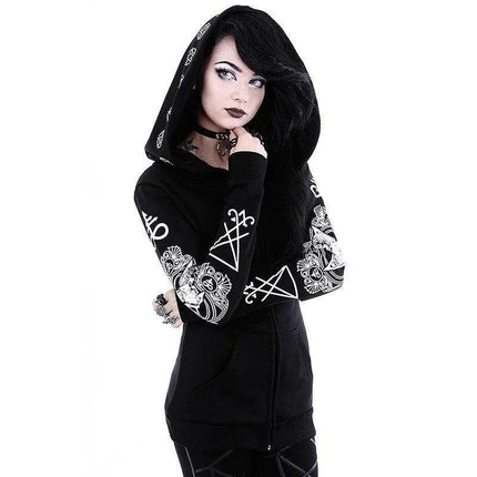 Women Gothic Black Long Sweatshirt Hoodies - Hoodies - HaiCospl - Mad Fly Essentials