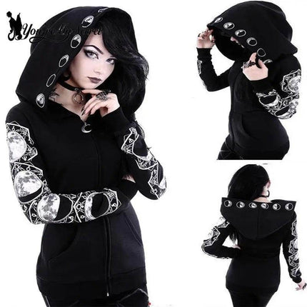 Women Gothic Black Long Sweatshirt Hoodies - Hoodies - HaiCospl - Mad Fly Essentials
