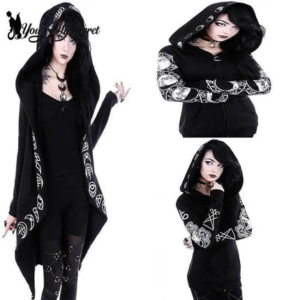Women Gothic Black Long Sweatshirt Hoodies - Hoodies - HaiCospl - Mad Fly Essentials