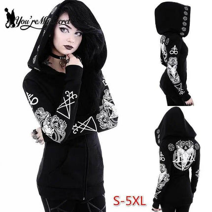 Women Gothic Black Long Sweatshirt Hoodies - Hoodies - HaiCospl - Mad Fly Essentials