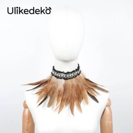 Women Gothic Feather Party Choker Necklace - Necklace - Ulikedeko - Mad Fly Essentials