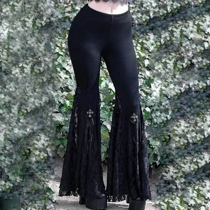 Women Gothic High Waist Flared Harem Pants - Harem Pants - InsGoth - Mad Fly Essentials