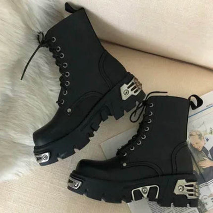 Women Gothic Lace Ankle Skull Boots - Boots - Voesnees - Mad Fly Essentials