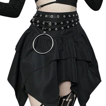 Women Gothic Punk Irregular Mini Skirt - Mini Skirt - CORLVON - Mad Fly Essentials