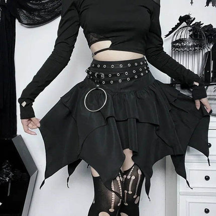 Women Gothic Punk Irregular Mini Skirt - Mini Skirt - CORLVON - Mad Fly Essentials