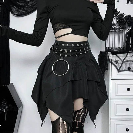 Women Gothic Punk Irregular Mini Skirt - Mini Skirt - CORLVON - Mad Fly Essentials