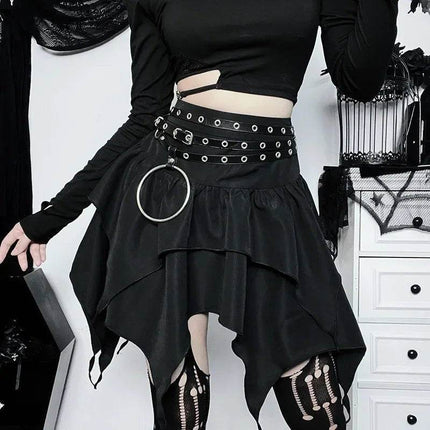 Women Gothic Punk Irregular Mini Skirt - Mad Fly Essentials