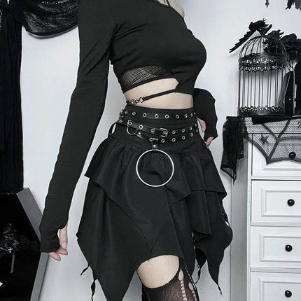 Women Gothic Punk Irregular Mini Skirt - Mini Skirt - CORLVON - Mad Fly Essentials
