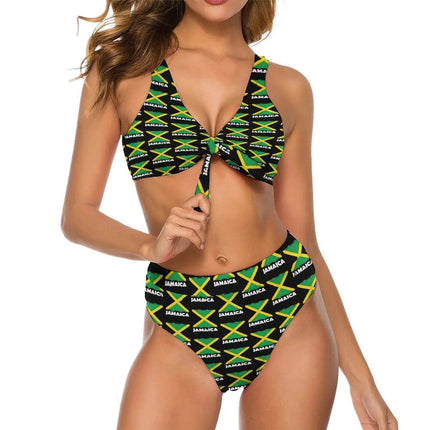 Women Green Yellow Jamaican Flag Swimwear Set - Swimwear Set - Cute Sphere - Mad Fly Essentials