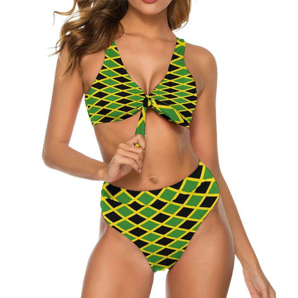 Women Green Yellow Jamaican Flag Swimwear Set - Swimwear Set - Cute Sphere - Mad Fly Essentials