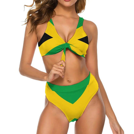 Women Green Yellow Jamaican Flag Swimwear Set - Swimwear Set - Cute Sphere - Mad Fly Essentials